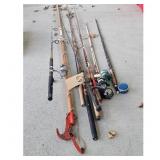 Lot of 6 Fishing Rods and Reels with LIMB TRIMMER