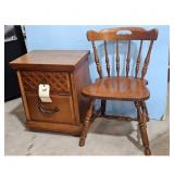 Vintage Wooden Side Table and Spindle Back Chair S