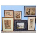 Lot of 6 Framed Art Pieces: Landscapes and Still L