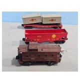 Lionel Train Lot - Caboose, Hopper Car, Flat Car w