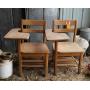 2 WOOD SCHOOL DESKS