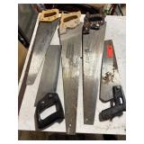 5 Hand Saws w/Miter Box
