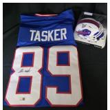 Steve Tasker Jersey & ? Signed Mini Helmet