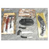 Assorted outdoor knives from Mossy Oak and Maxam.