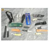Assorted knife lot with Buck, Ka-Bar, etc. Very Go