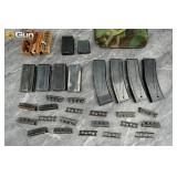 Assorted M1 Carbine magazines, Enfield stripper cl