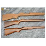 Featuring three various traditional rifle stocks c