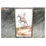 LOCAL PICK UP ONLY. Framed Native American warrior