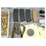 5.556 ammo and Accessories. Approx 100 rounds in t