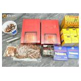 Assorted reloading supplies. Includes Hornady die