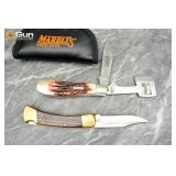 Buck and Marbles, Two folding Knives/Tools. Very G