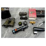 WW1 German Miltary binoculars and various scopes.