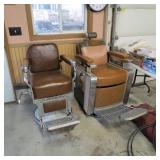 TWO VINTAGE KOKEN BARBER CHAIRS