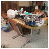 TABLE AND 4 CUSHIONED CHAIRS