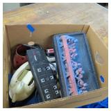 BOX W/ NATIVITY FIGURINES & MORE