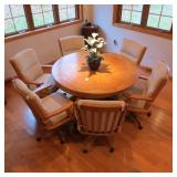CIRCLE TABLE WITH 6 CUSHION CHAIRS