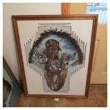 "WOLF CHILD SPIRIT" FEATHER ART BY S. PERRY RUFUS