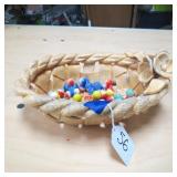 CERAMIC BASKET W/ MARBLE SCULPTURES