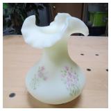 SIGNED FENTON CUSTARD VASE - 7" TALL