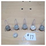 SIX ASSORTED SILVER QUARTERS