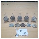 TEN ASSORTED KENNEDY HALF DOLLARS