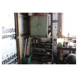 ROLLING SHELF & METAL CABINET W/ CONTENTS
