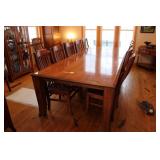 AMISH BUGGY TIGER OAK TABLE W/ 12 CHAIRS