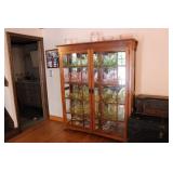 AMISH BUGGY TIGER OAK DISPLAY CABINET (W/ KEY)