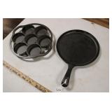 CRACKER BARREL CAST IRON MUFFIN PAN & GRIDDLE