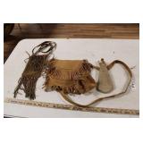 LEATHER ITEMS INCL. TWO SATCHELS & WATER BOTTLE