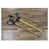 LOG ROLLER, AXE & SLEDGE HAMMER