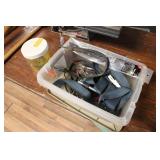 TOTE W/ BUNGEE CORDS, CLAMPS, ZIPTIES, & STRAP