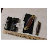 TWO LEATHERMAN MULTI TOOLS & TWO KNIVES