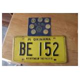 SOLID BRASS US PRESIDENT COINS & OKINAWA PLATE