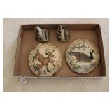 WHITE TAIL & GOOSE CERAMIC DECOR W/ STANDS