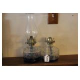 TWO OIL LAMPS (ONE IS MISSING CHIMNEY)