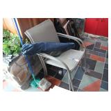 TWO PATIO CHAIRS & ONE FOLDING CHAIR