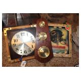 MERCEDES CLOCK, BEARS CLOCK, & THERMOMETER