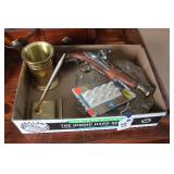 FLAT OF ASSORTED DESK RELATED ITEMS