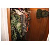 CLOSET FULL OF SPORTSMAN CLOTHES & ITEMS