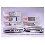 FIVE LIONEL ILLUMINATED ALUMINUM PENNSYLVANIA CARS