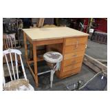 DRAFTING TABLE W/ SWING SEAT - TOP FLIPS UP