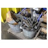 TWO BUCKETS OF HOLD DOWN BOLTS