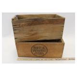 TWO WOODEN RED & WHITE CRATES