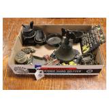 FLAT OF ASSORTED CAST IRON MINIATURES & MORE