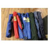 EIGHT FOLDING CHAIRS & UMBRELLA