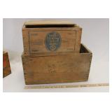 TWO WOODEN CRATES (ONE IS MARKED SWIFT