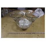 THREE GLASS PUNCHBOWLS (ONE COMPLETE SET)