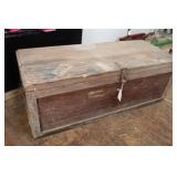 ANTIQUE WOODEN TOOL CHEST 34" X 12" X 12"
