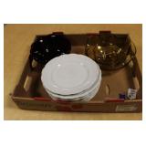 FLAT OF PLATES & GLASSWARE INCL. IRONSTONE